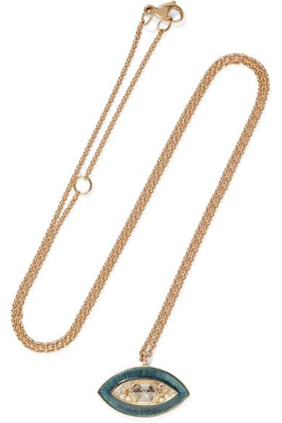 Shop Brooke Gregson 18-karat Gold, Diamond And Enamel Necklace