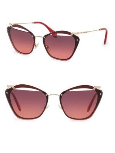 Shop Miu Miu 64mm Polarized Clubmaster Sunglasses In Violet Pink