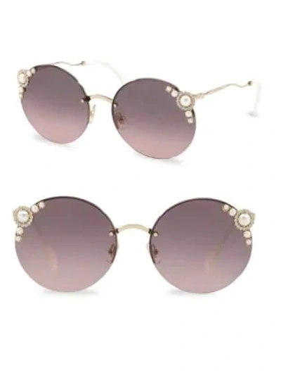 Shop Miu Miu 60mm Round Sunglasses In Purple