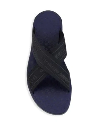 Shop Giorgio Armani Rubber Flip Flops In Dark Blue
