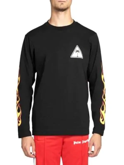 Shop Palm Angels Palms & Flames Tee In Black Multi