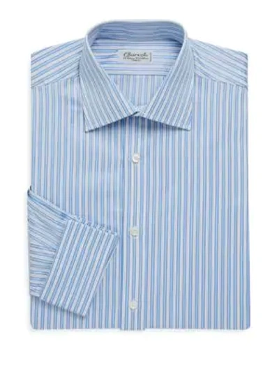 Shop Charvet Classic-fit Stripe Cotton Dress Shirt In Blue