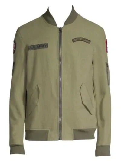 Shop As65 Patchwork Cotton Bomber Jacket In Dark Green