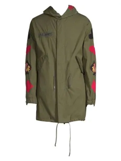 Shop As65 Cards Embroidered Parka In Army Green