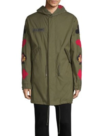 Shop As65 Cards Embroidered Parka In Army Green