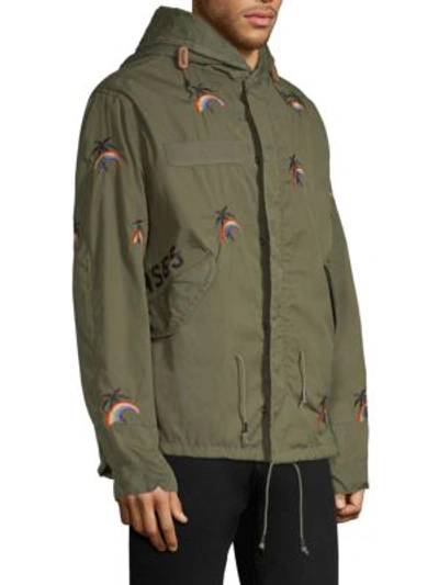 Shop As65 Rainbow Palm Embroidered Parka In Dark Green