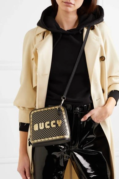 Shop Gucci Printed Leather Shoulder Bag