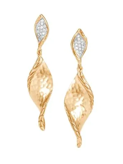 Shop John Hardy 18k Yellow Gold & Diamond Drop Earrings