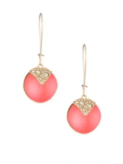 Shop Alexis Bittar 10k Gold Crystal Sphere Wire Earrings In Coral