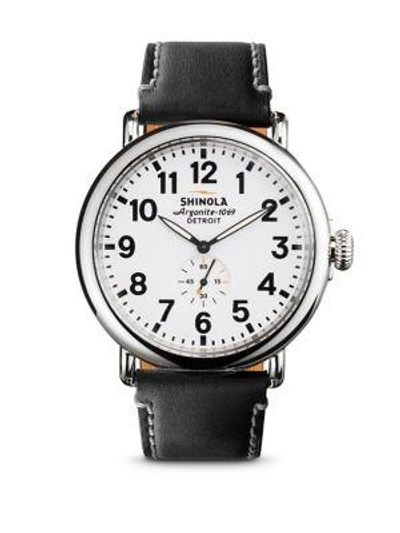 Shop Shinola Runwell Stainless Steel Watch In Black