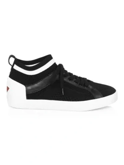 Shop Ash Nolita Leather-knit Sneakers In Black White