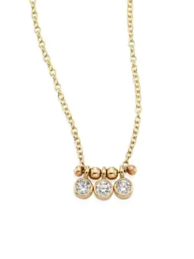 Shop Zoë Chicco Trio Diamond & 14k Yellow Gold Pendant Necklace
