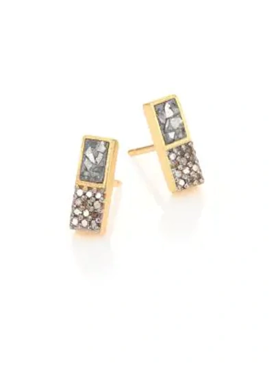Shop Shana Gulati Banjara Alwar Sliced Raw & Champagne Diamond Stud Earrings In Gold