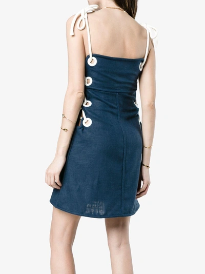 Shop Staud Blue Raft Dress With Lace Up Sides