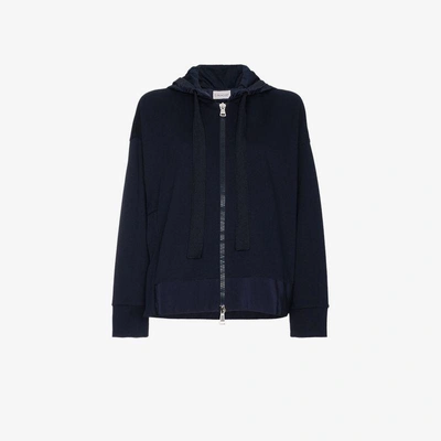 Shop Moncler Logo Hoodie With Slit In Blue