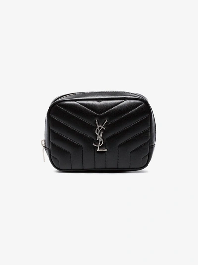 Shop Saint Laurent Black Lou Lou Leather Cosmetic Bag