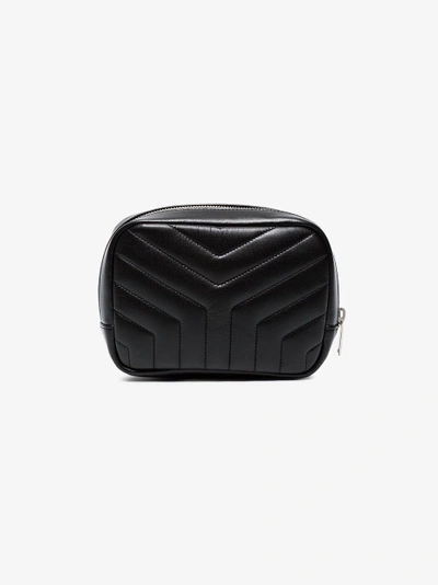 Shop Saint Laurent Black Lou Lou Leather Cosmetic Bag