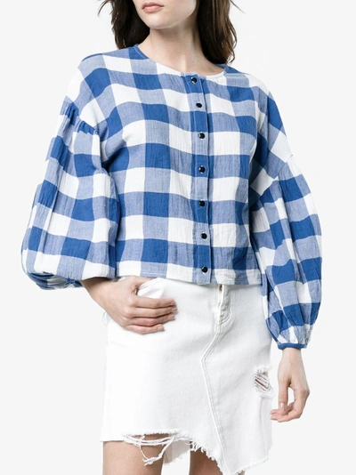 Shop Mara Hoffman Blue Gingham Alana Blouse