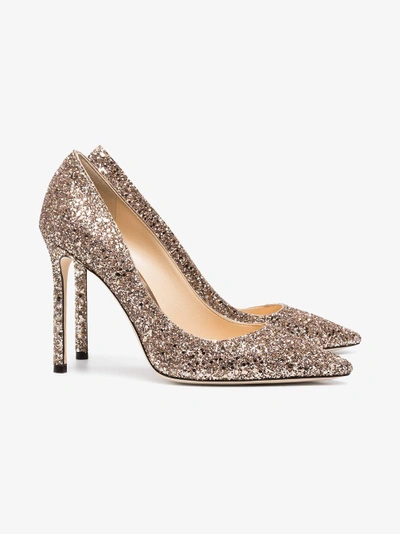 Shop Jimmy Choo Ballet Pink Metallic Romy 100 Pumps