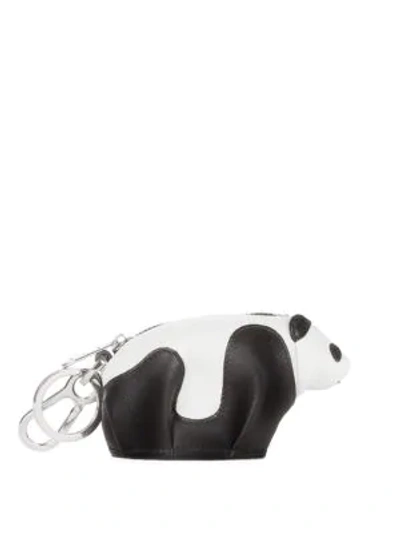 Shop Loewe Panda Leather Key Charm In Black White