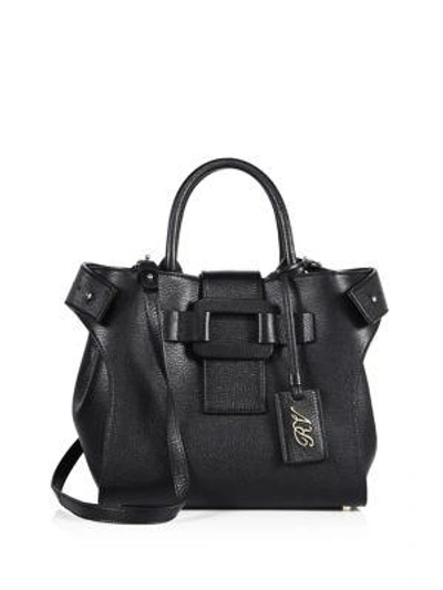 Shop Roger Vivier Pilgrim De Jour Small Leather Tote In Black