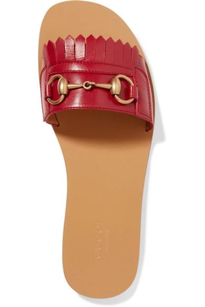 Shop Gucci Horsebit-detailed Leather Slides In Red
