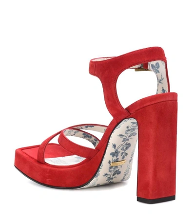 Shop Gucci Leather Platform Sandals In Red