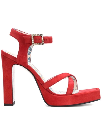 Shop Gucci Leather Platform Sandals In Red