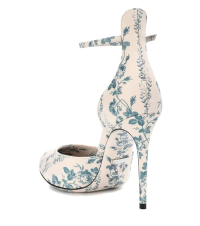 Gucci Floral-printed Leather Pumps In Blue | ModeSens
