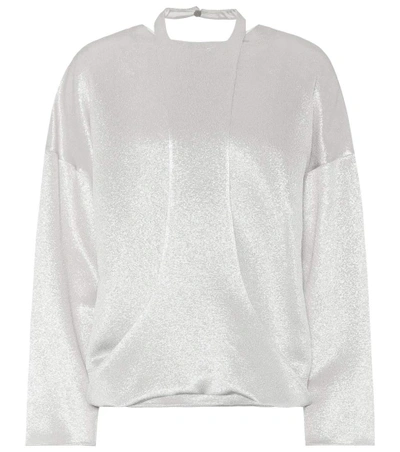 Shop Valentino Lamé Top In Silver