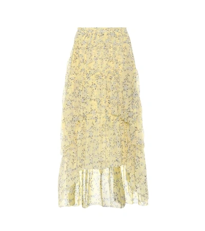 Shop Ulla Johnson Marilyn Floral-printed Silk Skirt In Yellow