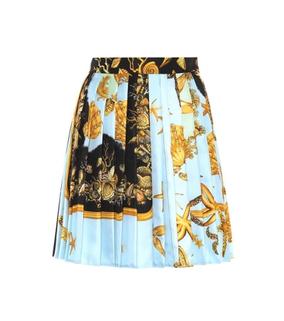 Shop Versace Printed Silk Skirt In Llue