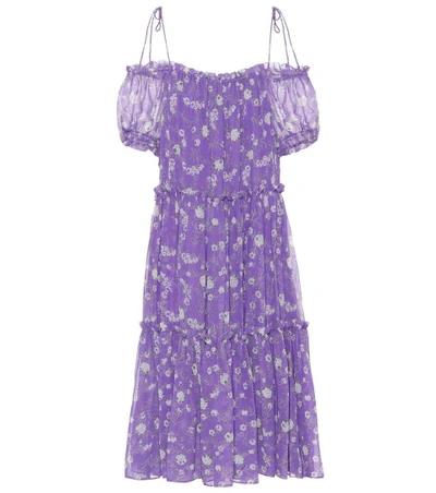 Shop Ulla Johnson Sierra Floral-printed Silk Midi Dress In Purple