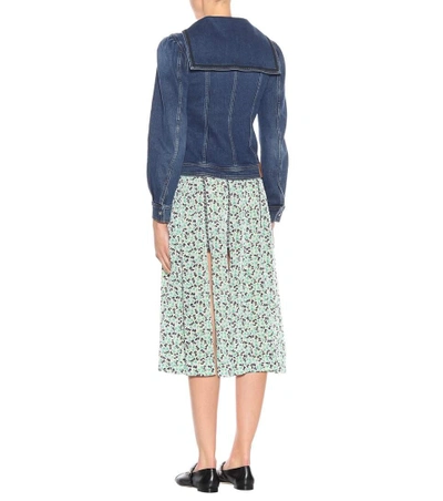 Shop Alexa Chung Seamed Denim Sailor Jacket In Blue