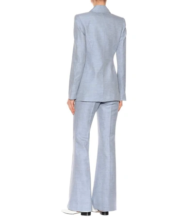 Shop Rebecca Vallance Maya Cotton And Linen Blazer In Blue