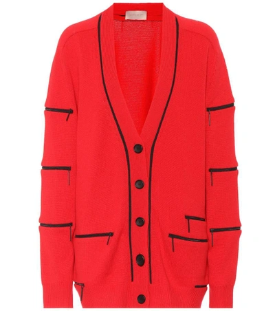 Shop Christopher Kane Zip Cashmere Cardigan In Red