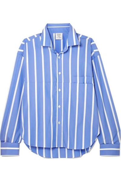 Shop Vetements Oversized Striped Cotton-poplin Shirt In Blue
