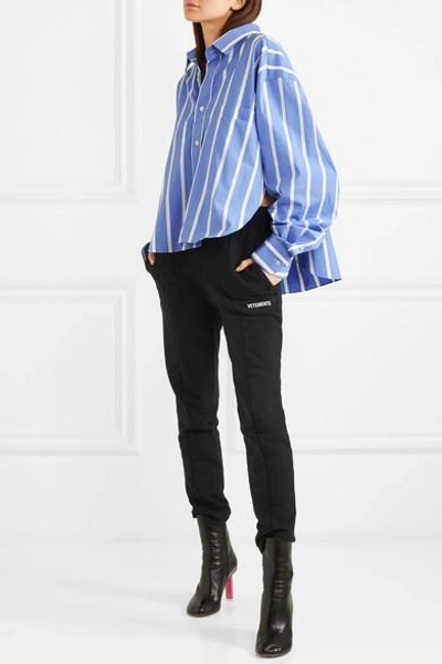 Shop Vetements Oversized Striped Cotton-poplin Shirt In Blue