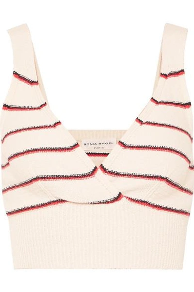 Shop Sonia Rykiel Cropped Striped Cotton-blend Top In Cream