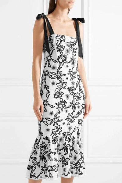 Shop Rachel Zoe Lily Embroidered Cotton-gauze Midi Dress In White