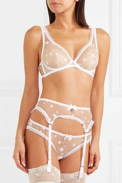 Shop Agent Provocateur Luxx Lace-trimmed Embroidered Tulle Underwired Bra In White