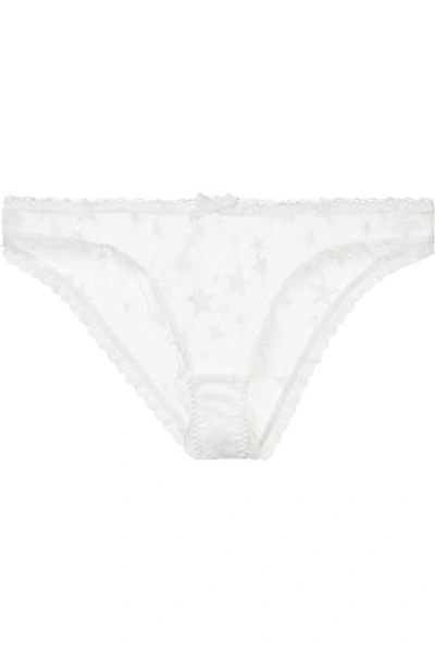 Shop Agent Provocateur Luxx Lace-trimmed Embroidered Tulle Briefs In White