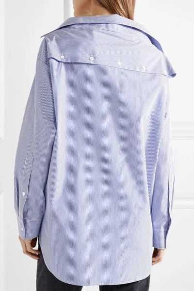 Shop Alexander Wang T Canvas-trimmed Striped Cotton-poplin Shirt In Blue