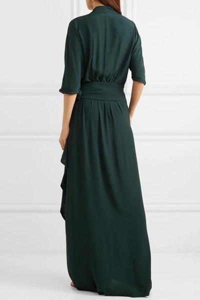 Shop Albus Lumen Claudia Asymmetric Crepe Wrap Maxi Dress In Green