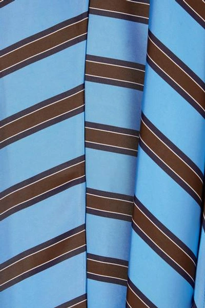 Shop Fendi Striped Satin Wrap Midi Skirt In Blue