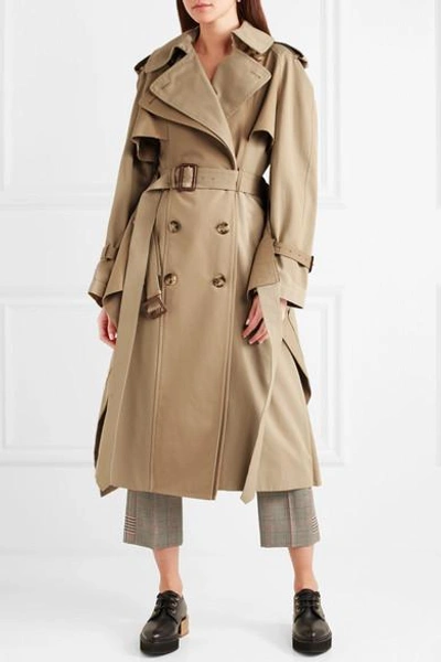 Shop Alexander Mcqueen Cotton-gabardine Trench Coat In Beige