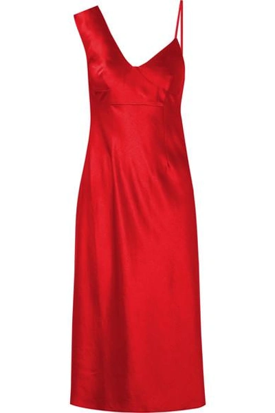 Shop Alexander Wang T Satin Midi Dress In Red