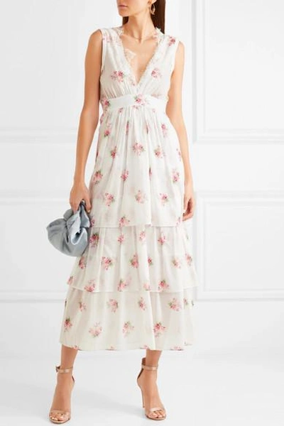 Shop Brock Collection Dale Lace-trimmed Floral-print Cotton-voile Dress In White