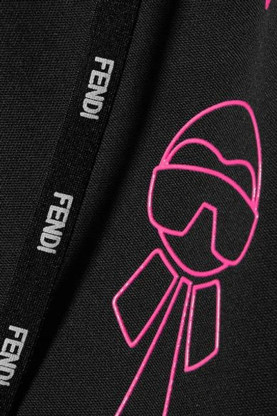 Shop Fendi Karlito Embellished Scuba Hooded Top In Black