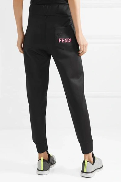 Shop Fendi Karlito Embellished Scuba Track Pants